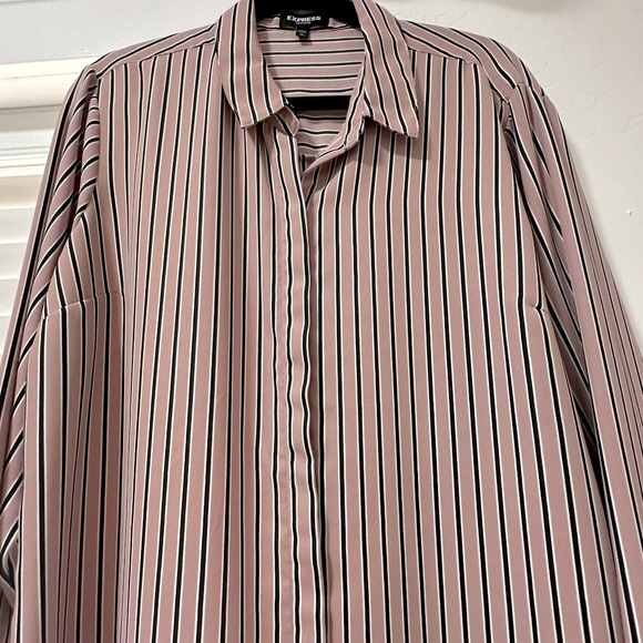 Express Portofino Pink Striped Button Down Shirt - Picture 6 of 10